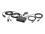 2-Port Hybrid USB-C HDMI Cable KVM Switch, 4K 60Hz, Compact KVM with 6ft/1.8m USB-A/HDMI/Audio & 4ft/1.2m USB-C Integrated Host Cables, Bus Powered